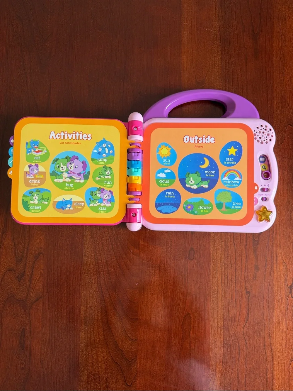 LeapFrog 100 Words Book Scout & Violet Lights Sounds Music English & Spanish
